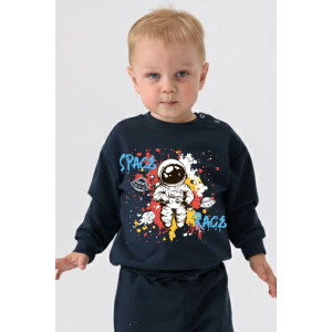 Свитшот детский 2378-Фут "Футер" футер 2-х нитка (р-ры: 80-110) космонавт синий