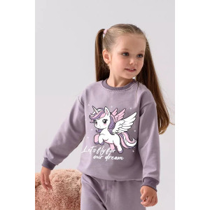 Свитшот детский 2388-Фут "Футер" футер 2-х нитка (р-ры: 80-110) единорог сухая роза