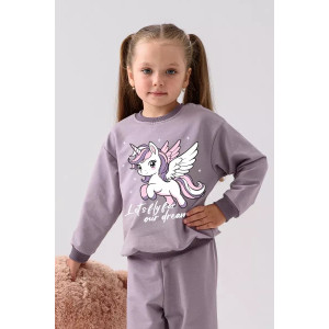 Свитшот детский 2388-Фут "Футер" футер 2-х нитка (р-ры: 80-110) единорог сухая роза