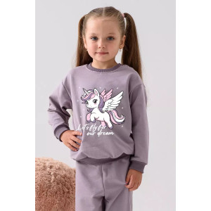 Свитшот детский 2388-Фут "Футер" футер 2-х нитка (р-ры: 80-110) единорог сухая роза