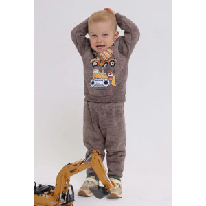 Свитшот детский 2398-Фут "Футер" футер 3-х нитка с начёсом (р-ры: 80-110) бетономешалка коричневый