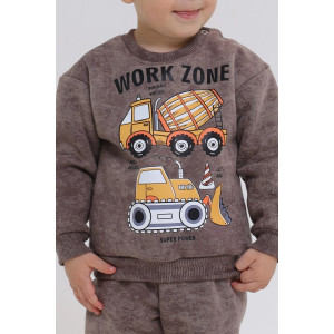 Свитшот детский 2398-Фут "Футер" футер 3-х нитка с начёсом (р-ры: 80-110) бетономешалка коричневый