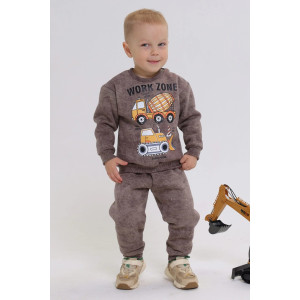 Свитшот детский 2398-Фут "Футер" футер 3-х нитка с начёсом (р-ры: 80-110) бетономешалка коричневый