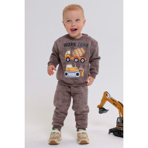 Свитшот детский 2398-Фут "Футер" футер 3-х нитка с начёсом (р-ры: 80-110) бетономешалка коричневый