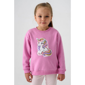 Свитшот детский 2392-Фут "Футер" футер 3-х нитка с начёсом (р-ры: 80-110) единорог розовый