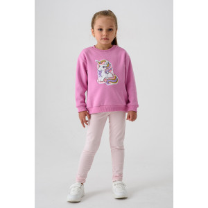 Свитшот детский 2392-Фут "Футер" футер 3-х нитка с начёсом (р-ры: 80-110) единорог розовый