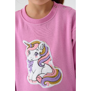 Свитшот детский 2392-Фут "Футер" футер 3-х нитка с начёсом (р-ры: 80-110) единорог розовый