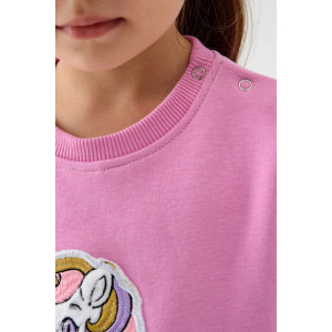 Свитшот детский 2392-Фут "Футер" футер 3-х нитка с начёсом (р-ры: 80-110) единорог розовый