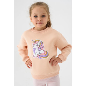 Свитшот детский 2392-Фут "Футер" футер 3-х нитка с начёсом (р-ры: 80-110) единорог персик