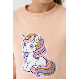 Свитшот детский 2392-Фут "Футер" футер 3-х нитка с начёсом (р-ры: 80-110) единорог персик