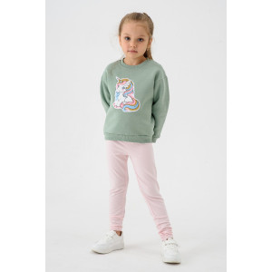 Свитшот детский 2392-Фут "Футер" футер 3-х нитка с начёсом (р-ры: 80-110) единорог зеленый