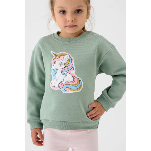 Свитшот детский 2392-Фут "Футер" футер 3-х нитка с начёсом (р-ры: 80-110) единорог зеленый