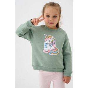 Свитшот детский 2392-Фут "Футер" футер 3-х нитка с начёсом (р-ры: 80-110) единорог зеленый