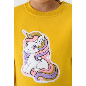 Свитшот детский 2392-Фут "Футер" футер 3-х нитка с начёсом (р-ры: 80-110) единорог желтый