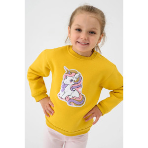 Свитшот детский 2392-Фут "Футер" футер 3-х нитка с начёсом (р-ры: 80-110) единорог желтый