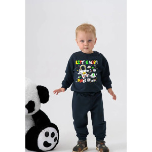 Костюм двойка детский 2376-Фут "Футер" футер 2-х нитка (р-ры: 80-110) космонавт синий