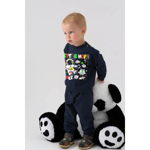 Костюм двойка детский 2376-Фут "Футер" футер 2-х нитка (р-ры: 80-110) космонавт синий