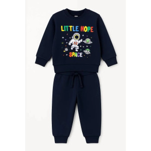 Костюм двойка детский 2376-Фут "Футер" футер 2-х нитка (р-ры: 80-110) космонавт синий