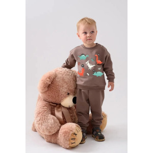 Костюм двойка детский 2376-Фут "Футер" футер 2-х нитка (р-ры: 80-110) динозавр коричневый