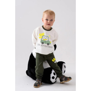 Костюм двойка детский 2376-Фут "Футер" футер 2-х нитка (р-ры: 80-110) медведь зеленый