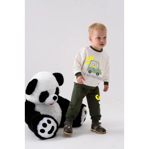 Костюм двойка детский 2376-Фут "Футер" футер 2-х нитка (р-ры: 80-110) медведь зеленый