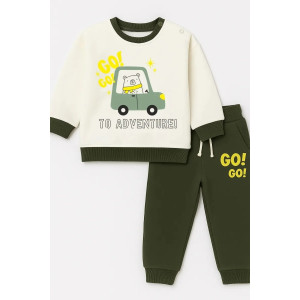 Костюм двойка детский 2376-Фут "Футер" футер 2-х нитка (р-ры: 80-110) медведь зеленый