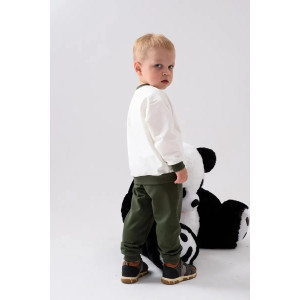 Костюм двойка детский 2376-Фут "Футер" футер 2-х нитка (р-ры: 80-110) медведь зеленый