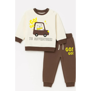 Костюм двойка детский 2376-Фут "Футер" футер 2-х нитка (р-ры: 80-110) медведь коричневый