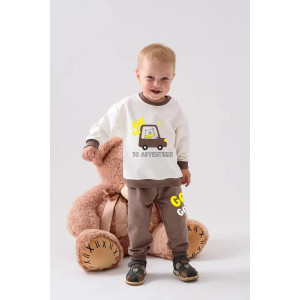 Костюм двойка детский 2376-Фут "Футер" футер 2-х нитка (р-ры: 80-110) медведь коричневый