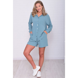 Костюм двойка женский 5351б костюмная ткань (р-ры: 42-56) полынь