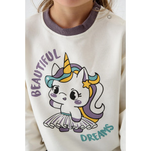 Костюм двойка детский 2377-Фут "Футер" футер 2-х нитка (р-ры: 80-110) единорог сухая роза