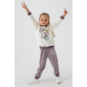 Костюм двойка детский 2377-Фут "Футер" футер 2-х нитка (р-ры: 80-110) единорог сухая роза