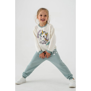 Костюм двойка детский 2377-Фут "Футер" футер 2-х нитка (р-ры: 80-110) единорог ментол