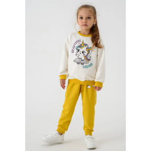 Костюм двойка детский 2377-Фут "Футер" футер 2-х нитка (р-ры: 80-110) единорог желтый