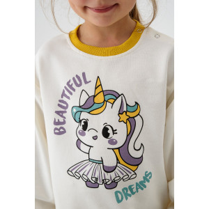 Костюм двойка детский 2377-Фут "Футер" футер 2-х нитка (р-ры: 80-110) единорог желтый