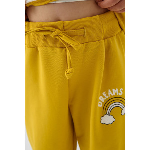 Костюм двойка детский 2377-Фут "Футер" футер 2-х нитка (р-ры: 80-110) единорог желтый