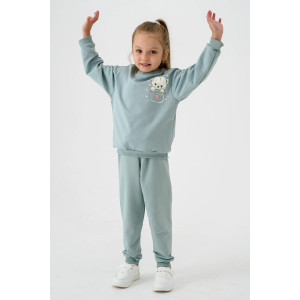 Костюм двойка детский 2377-Фут "Футер" футер 2-х нитка (р-ры: 80-110) мишка ментол