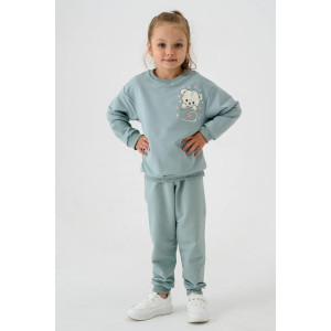 Костюм двойка детский 2377-Фут "Футер" футер 2-х нитка (р-ры: 80-110) мишка ментол