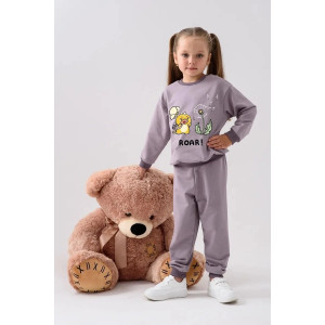 Костюм двойка детский 2377-Фут "Футер" футер 2-х нитка (р-ры: 80-110) дино сухая роза-фиол