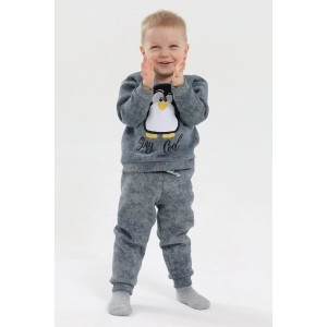 Костюм двойка детский 2399-Фут "Футер" футер 3-х нитка с начёсом (р-ры: 80-110) пингвин темно-зеленый