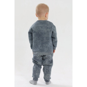 Костюм двойка детский 2399-Фут "Футер" футер 3-х нитка с начёсом (р-ры: 80-110) пингвин темно-зеленый