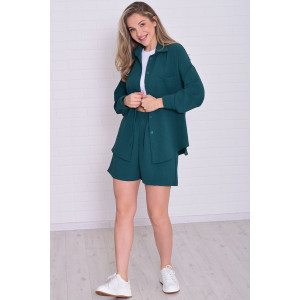 Костюм двойка женский 5351г костюмная ткань (р-ры: 42-56) изумруд