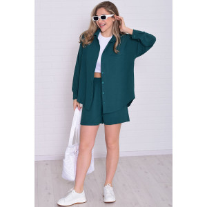 Костюм двойка женский 5351г костюмная ткань (р-ры: 42-56) изумруд