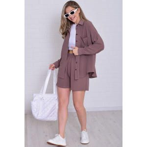 Костюм двойка женский 5351 костюмная ткань (р-ры: 42-56) мокко