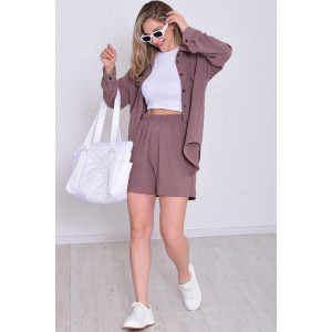 Костюм двойка женский 5351 костюмная ткань (р-ры: 42-56) мокко