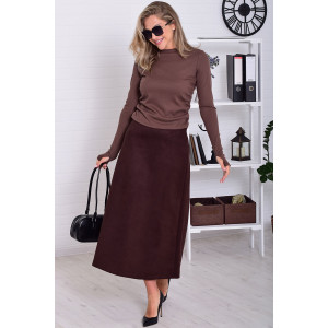 Юбка женская Ф9010б замша (р-ры: 44-54) темный шоколад