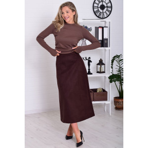 Юбка женская Ф9010б замша (р-ры: 44-54) темный шоколад