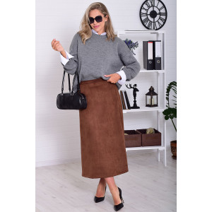 Юбка женская Ф9010 замша (р-ры: 44-54) шоколад