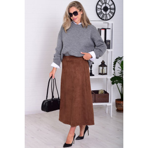 Юбка женская Ф9010 замша (р-ры: 44-54) шоколад