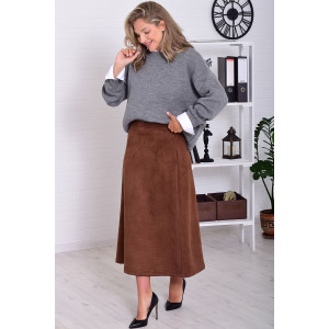 Юбка женская Ф9010 замша (р-ры: 44-54) шоколад